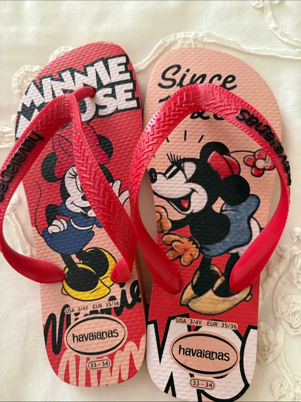 Havaianas Kids Minnie Mouse Pink and Red Flip Flops
